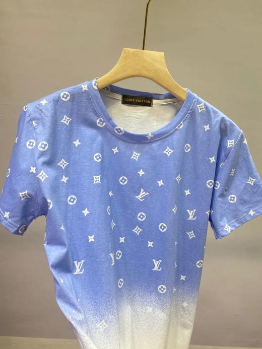 欧洲站20ss夏季lv女款棉麻扎染渐变色全身logo梦幻星空印花t恤宽松os