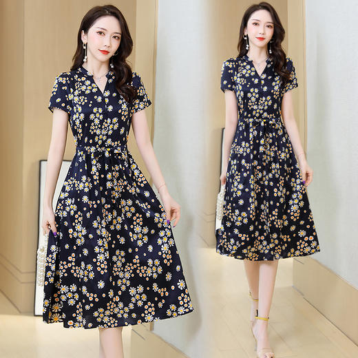 上海旗袍厂ASE-2281   真丝印花连衣裙 商品图0