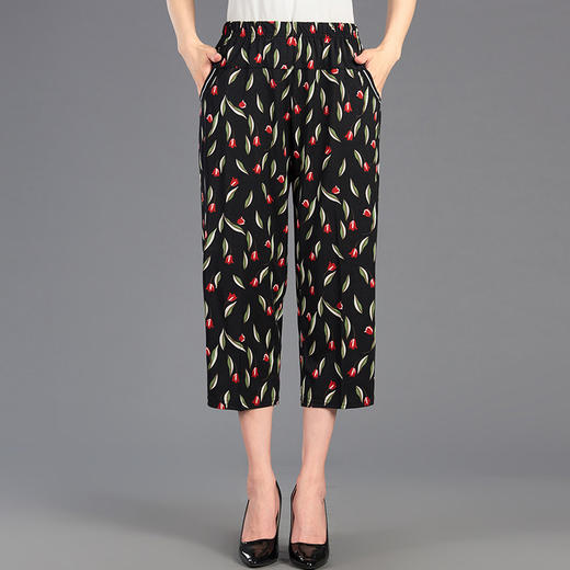 MQ-XF2034夏新款松紧腰小雏菊直筒八分裤YY 商品图3