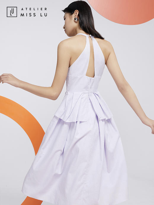 AtelierMissLu—浅熏紫挂脖连身裙/0000607 商品图3