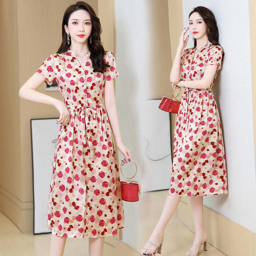 上海旗袍厂ASE-2281   真丝印花连衣裙 商品图1