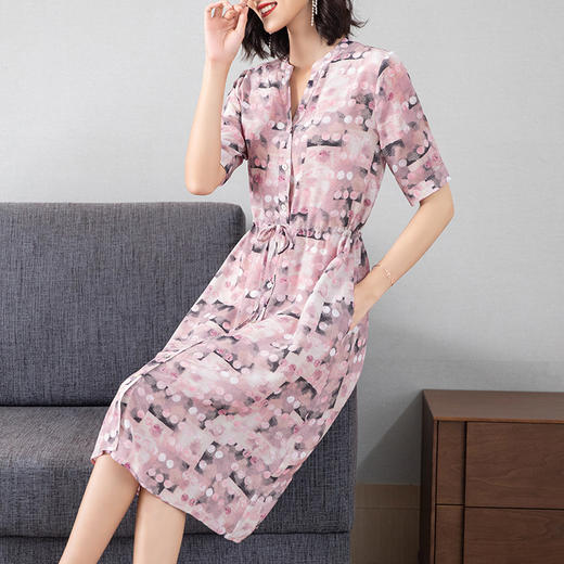 AHM-as0811夏季新款仿真丝中长款气质优雅连衣裙 商品图2