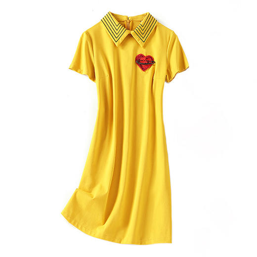 LS-LS0042601【明星同款】新款张天爱短裙爱心刺绣短袖减龄连衣裙 商品图4