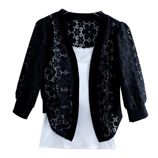 ZZ-LM02558小香风蕾丝外套五分袖上衣空调防晒衫开衫薄款 商品图4