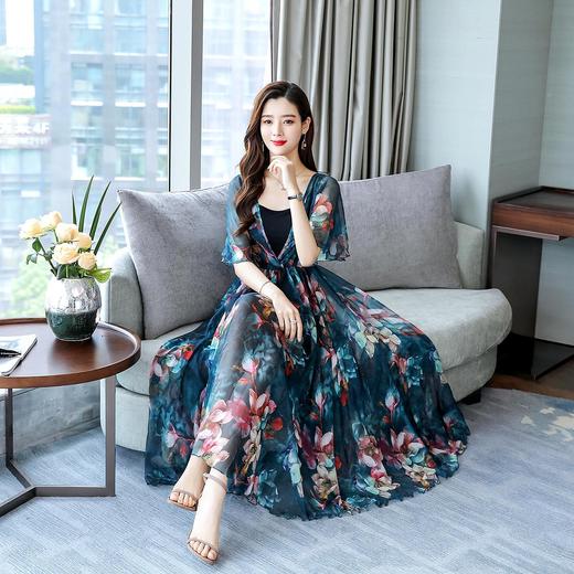 WZNH-NJL1911夏季中长款优雅舒适简约时尚潮流两件套裙 商品图2