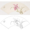 张莉莉没骨画工笔花鸟白描底稿-萱草扇面小品-ZA39 商品缩略图0