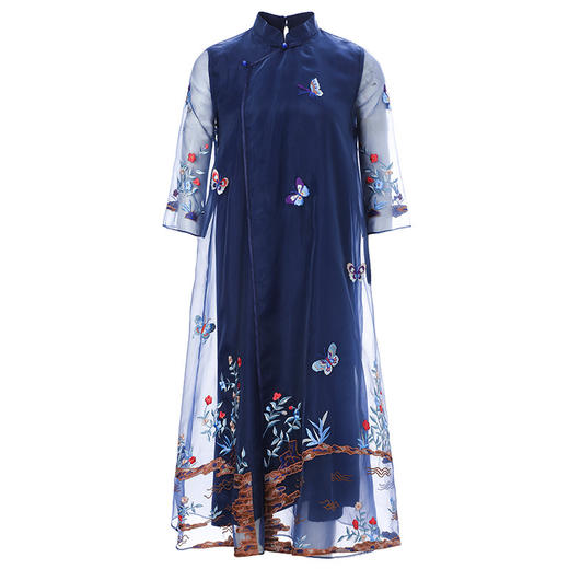 OGFY-99403新品复古中国风重工刺绣大码中长款连衣裙 商品图4