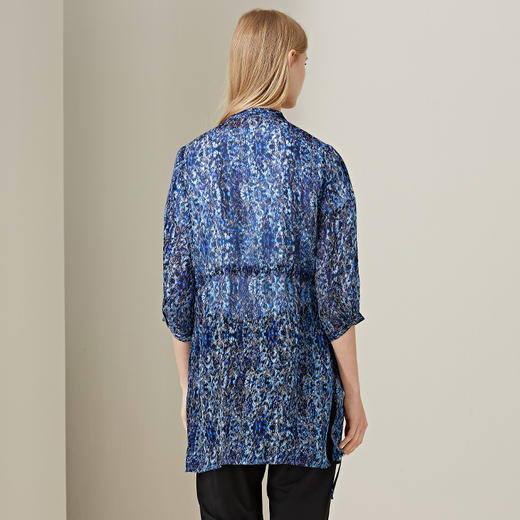 METTE2020夏季新品女士印花衬衫时尚中长款超薄七分袖开衫小外套 商品图2