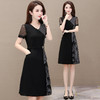 MQ-1227-2016夏新款韩版时尚中长款短袖V领高腰显瘦a字裙YY 商品缩略图2