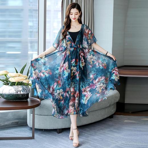 WZNH-NJL1911夏季中长款优雅舒适简约时尚潮流两件套裙 商品图1