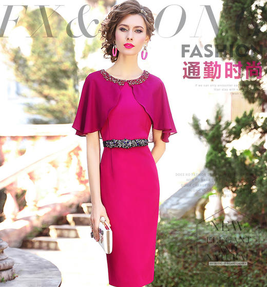 FMY-F20CL29694名媛新款赫本风中长过膝开叉显瘦连衣裙 商品图0