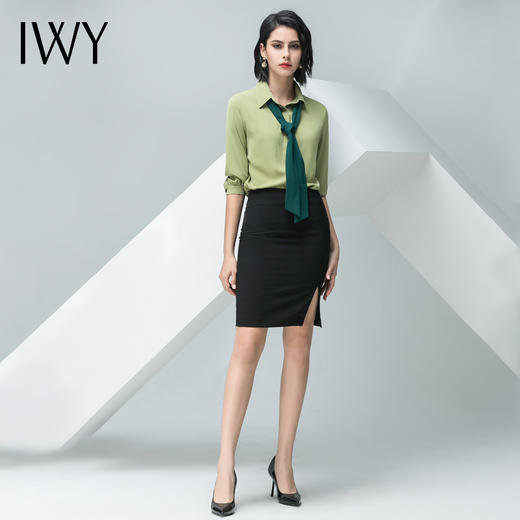 IWY/绿色短袖衬衫黑色半裙套装B32+S10242 商品图8