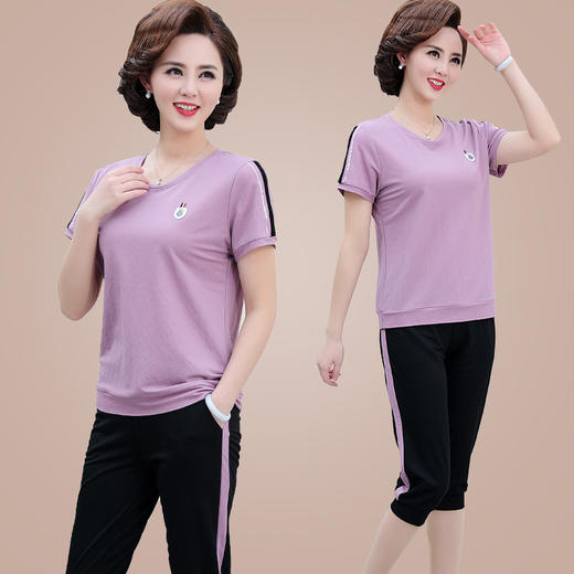 MQ-1717-2039夏装新款洋气减龄短袖上衣休闲运动服两件套YY 商品图1