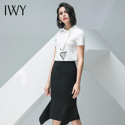 IWY/白色短袖衬衫黑色半裙套装B10236+S10243 商品图7