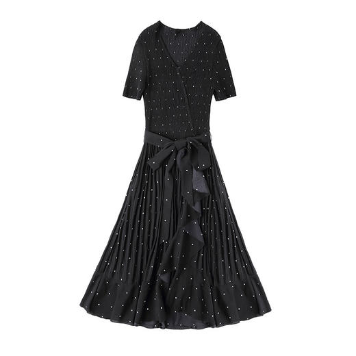 FCY-YM8217新款时尚洋气连衣裙V领气质修身大摆连衣裙 商品图4