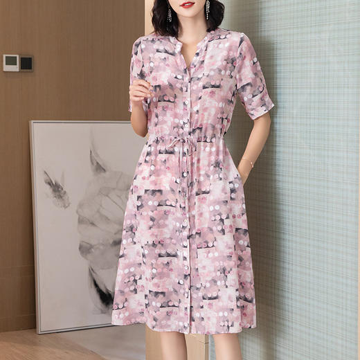 AHM-as0811夏季新款仿真丝中长款气质优雅连衣裙 商品图0