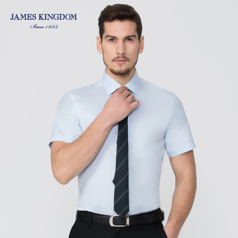 Jameskingdom占姆士男士Dp免烫商务浅蓝衬衫BA2L8C724