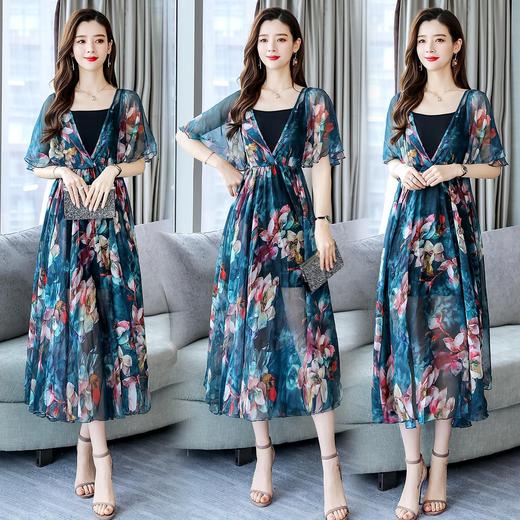 WZNH-NJL1911夏季中长款优雅舒适简约时尚潮流两件套裙 商品图3