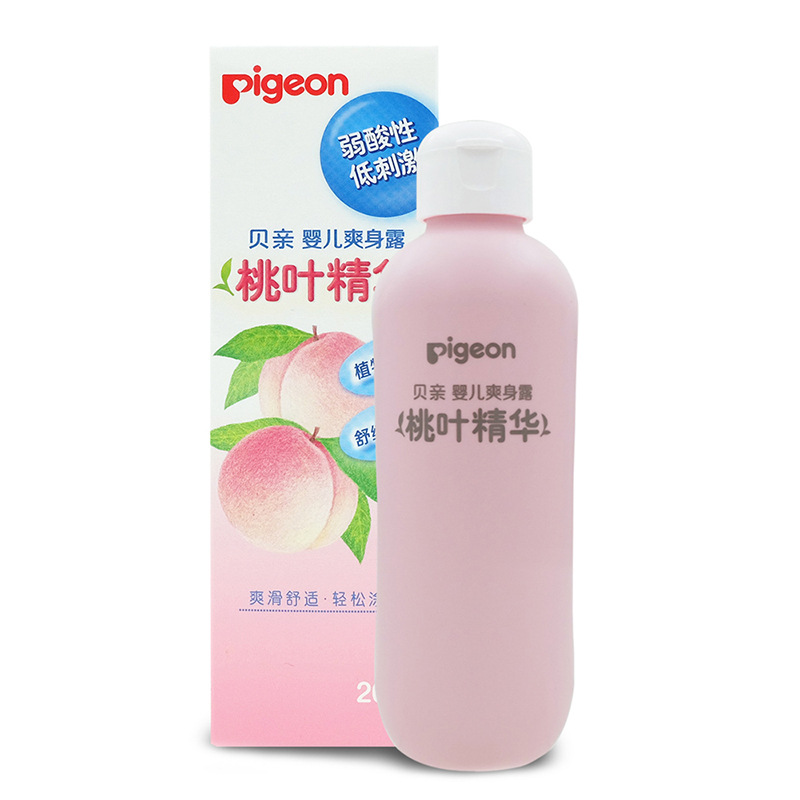 Pigeon贝亲 婴儿爽身露桃叶精华 宝宝洗护用品植物保湿爽身桃子水0岁+ 200ml
