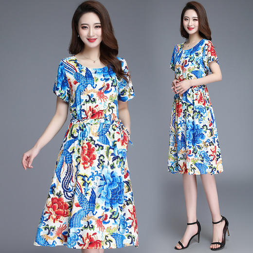 MQ-JYZ01夏装新款宽松过膝中长款棉绸连衣裙YY 商品图2