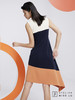 AtelierMissLu—蓝白橘撞色不规则连身裙/0000599 商品缩略图3