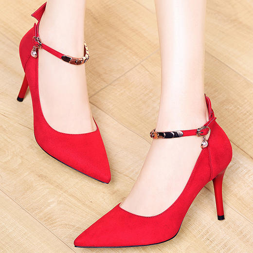 MLKL-6Q395新款尖头高跟细跟性感女单鞋一字扣潮 商品图2