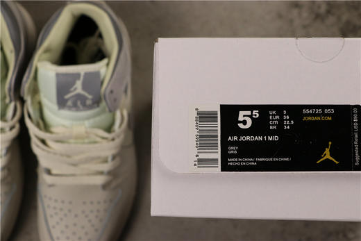 乔丹/Air Jordan AJ1 aj1 乔丹1代 乔1 乔丹1代中帮系列 Air Jordan 1 MID 货号：554725-053 乔1中帮新雾灰灰白银 商品图1