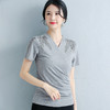 ZZ-LM06552新款短袖交叉V领妈妈针织棉打底衫上衣 商品缩略图2