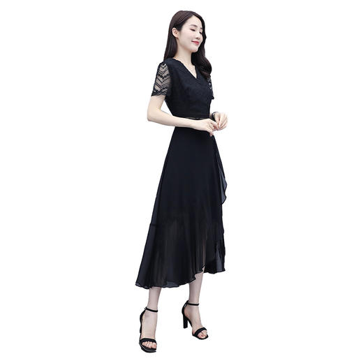 WZNH-ANY211夏季长款气质优雅时尚V领连衣裙 商品图4