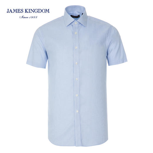 Jameskingdom占姆士男士商务蓝色格子免烫衬衫BA2L8R72705 商品图0