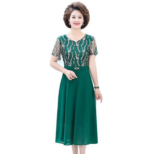 MQ-3650-552夏装新款气质高贵洋气蕾丝过膝连衣裙YY 商品图4