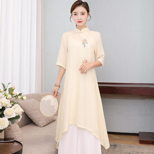 FMN-NM8321复古中国风立领修身阔腿裤两件套 商品图1