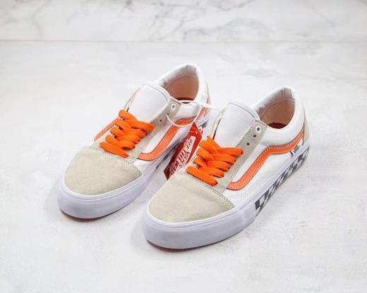万斯 Vans 米白橘色 棋盘格子 限定配色 新款出货， Vans Old Skool PRO低帮街头滑板鞋  🌵Size：35--44 商品图0