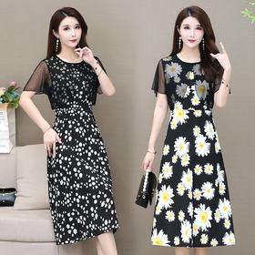 MQ-1224-2003夏季新款韩版宽松时尚V领碎花雪纺连衣裙YY