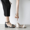 【服饰鞋包】夏季仙女风时尚百搭一字扣凉鞋3cm中跟粗跟女鞋 商品缩略图2