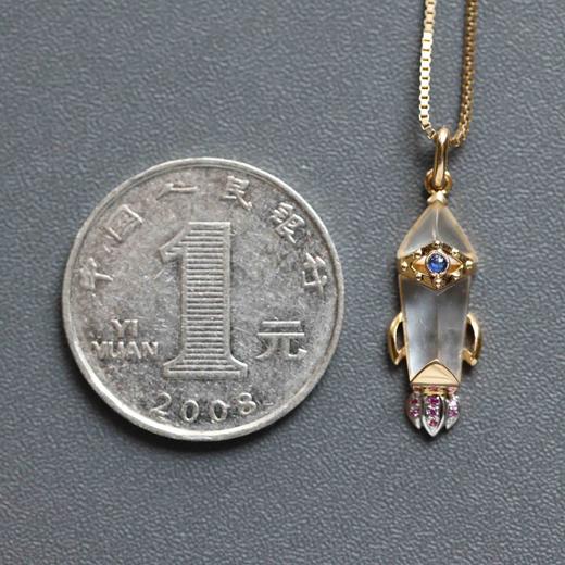 玻璃种翡翠宇宙飞船18k黄金钻石蓝宝石镶嵌 商品图6