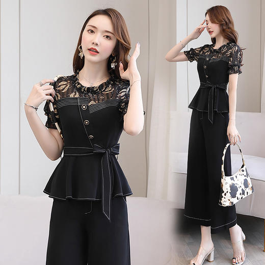 WZNH-XZYHC2027-1新款气质女神范阔腿裤洋气时尚两件套 商品图2