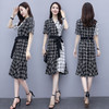 WZNH-QY20561（配腰带）夏季时尚拼接色方格连衣裙 商品缩略图1