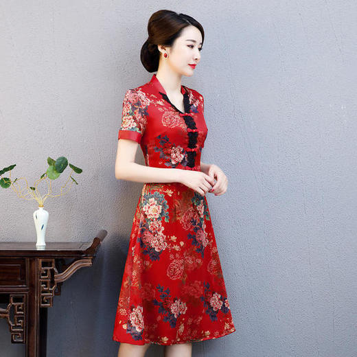 ZA花荣时尚气质印花旗袍 商品图3