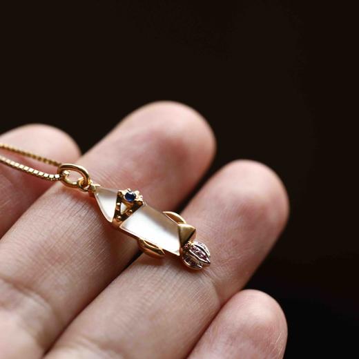 玻璃种翡翠宇宙飞船18k黄金钻石蓝宝石镶嵌 商品图9