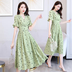 WZNH-CPYY2059-1夏装韩版优雅气质V领洋气连衣裙