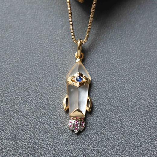 玻璃种翡翠宇宙飞船18k黄金钻石蓝宝石镶嵌 商品图2