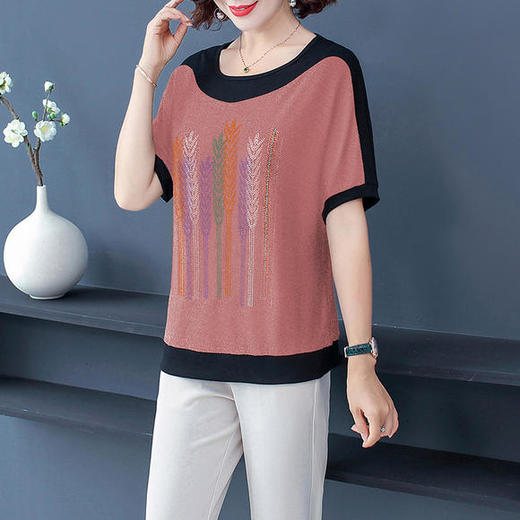 MQ1227-2010新款时尚气质亮丝圆领蝙蝠袖百搭薄款T恤 商品图1