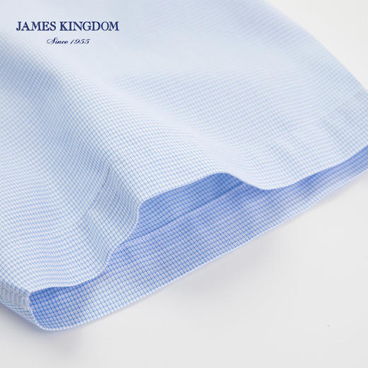 Jameskingdom占姆士男士商务蓝色格子免烫衬衫BA2L8R72705 商品图3