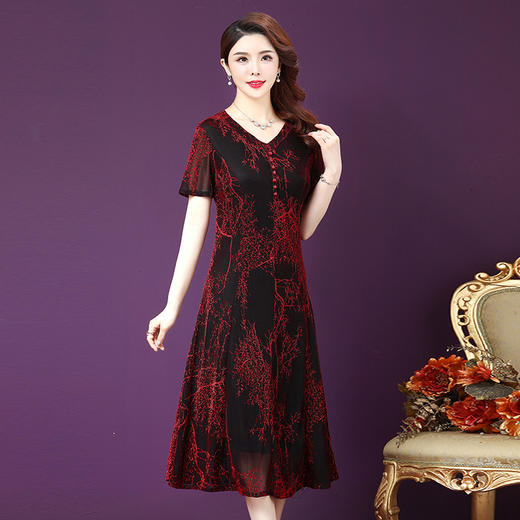 MQ-3650-545夏装新款大码洋气阔太太高档旗袍连衣裙YY 商品图1