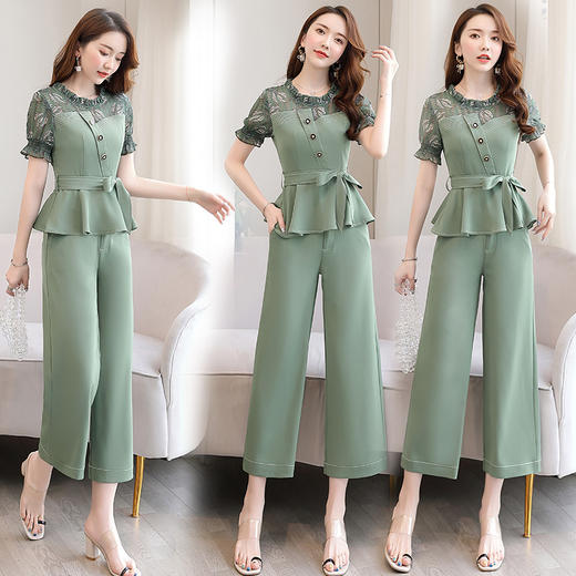 WZNH-XZYHC2027-1新款气质女神范阔腿裤洋气时尚两件套 商品图1