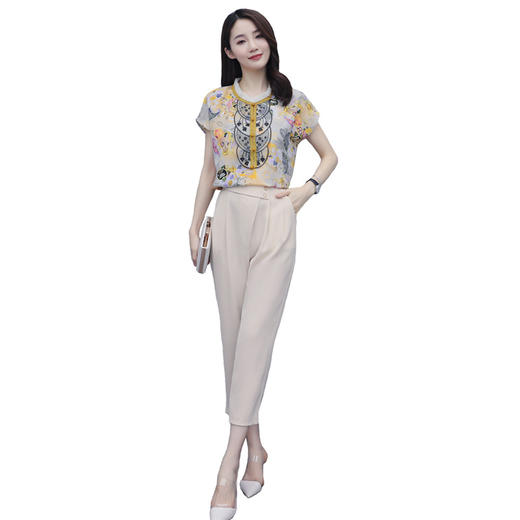 WZNH-SERQ2063韩版时尚气质阔腿裤两件套 商品图4