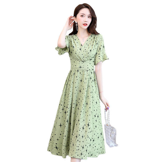 WZNH-CPYY2059-1夏装韩版优雅气质V领洋气连衣裙 商品图4