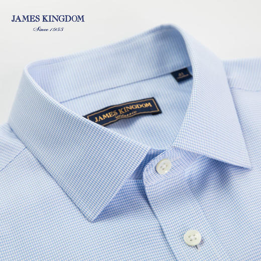 Jameskingdom占姆士男士商务蓝色格子免烫衬衫BA2L8R72705 商品图1