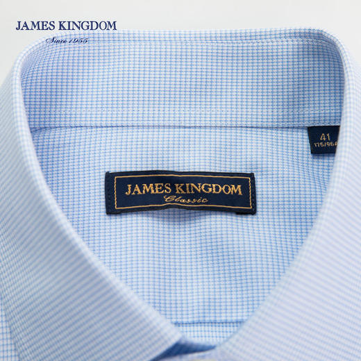Jameskingdom占姆士男士商务蓝色格子免烫衬衫BA2L8R72705 商品图2